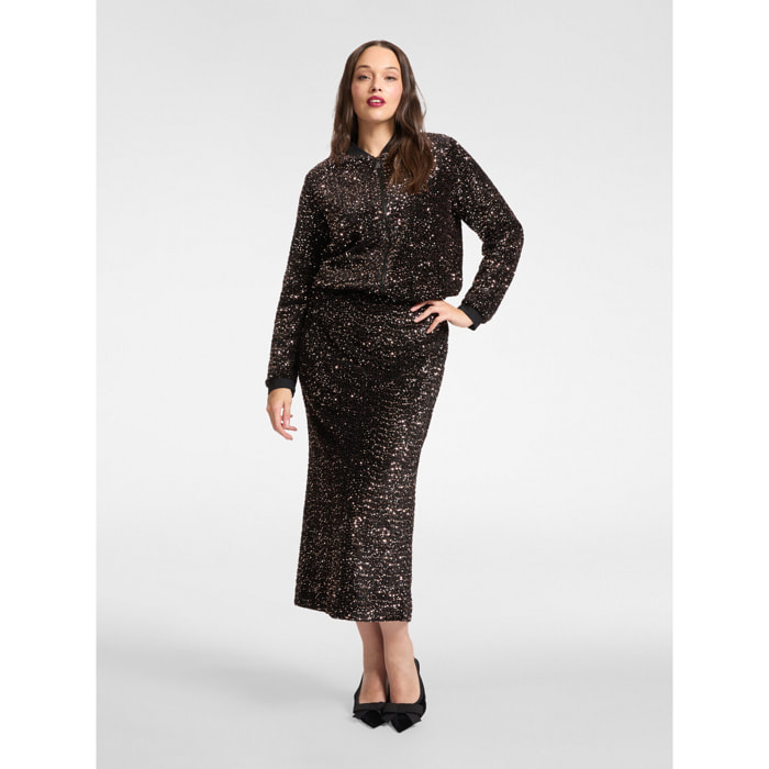 Elena Mirò - falda de lentejuelas - Marrón