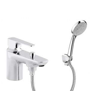 Pack mitigeur baignoire mécanique Aleo avec pommeau de douche, support et flexible chromé