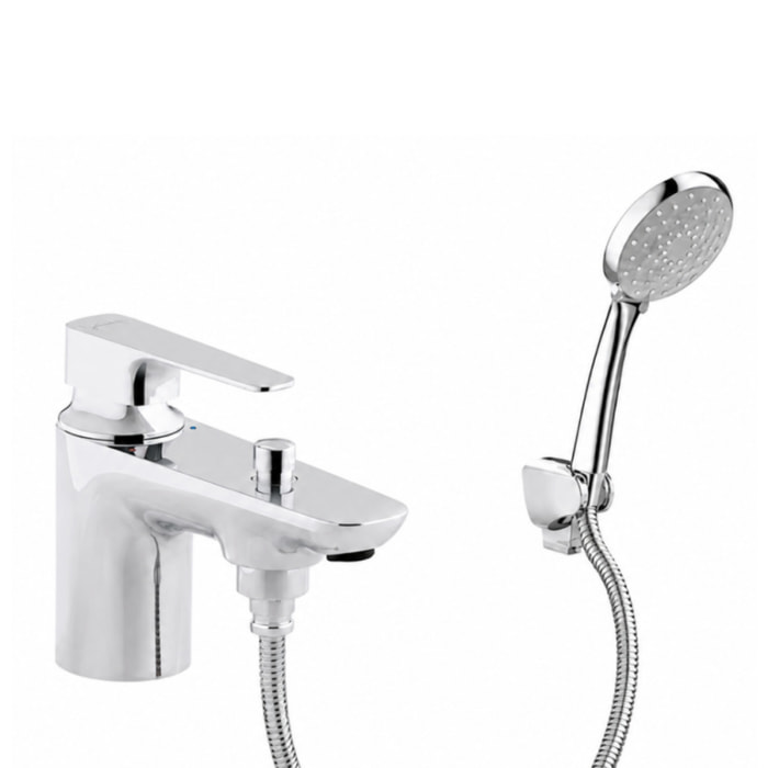 Pack mitigeur baignoire mécanique Aleo avec pommeau de douche, support et flexible chromé