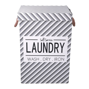 Cestone in tessuto laundry grigio con coperchio cm40x30h60