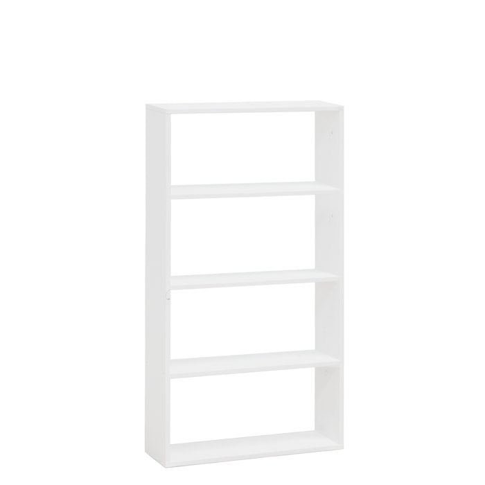 Étagère en bois massif blanc avec 3 étagères Hauteur: 146 Longueur: 80 Largeur: 20