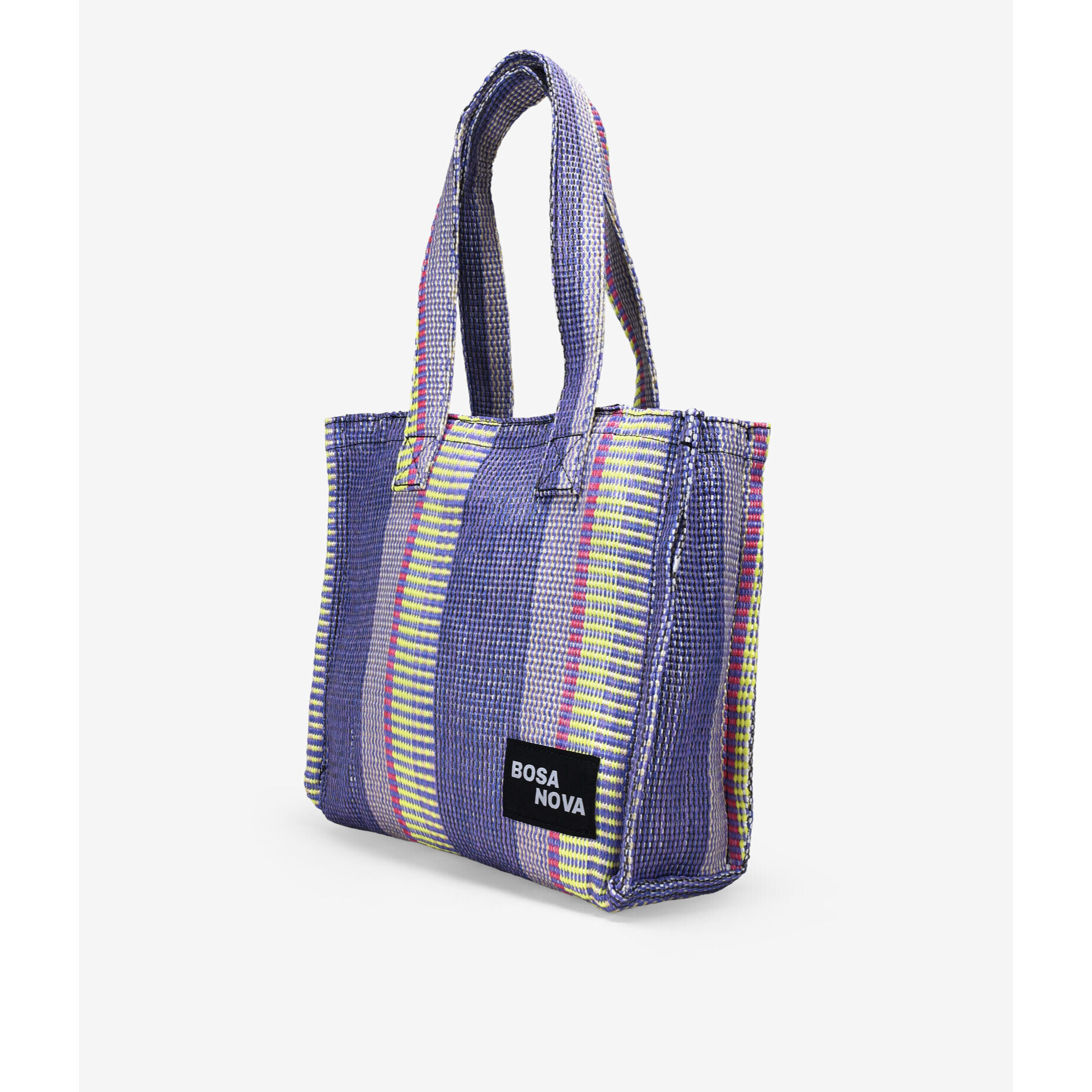 Bolso de hombro lila en rafia con rayas