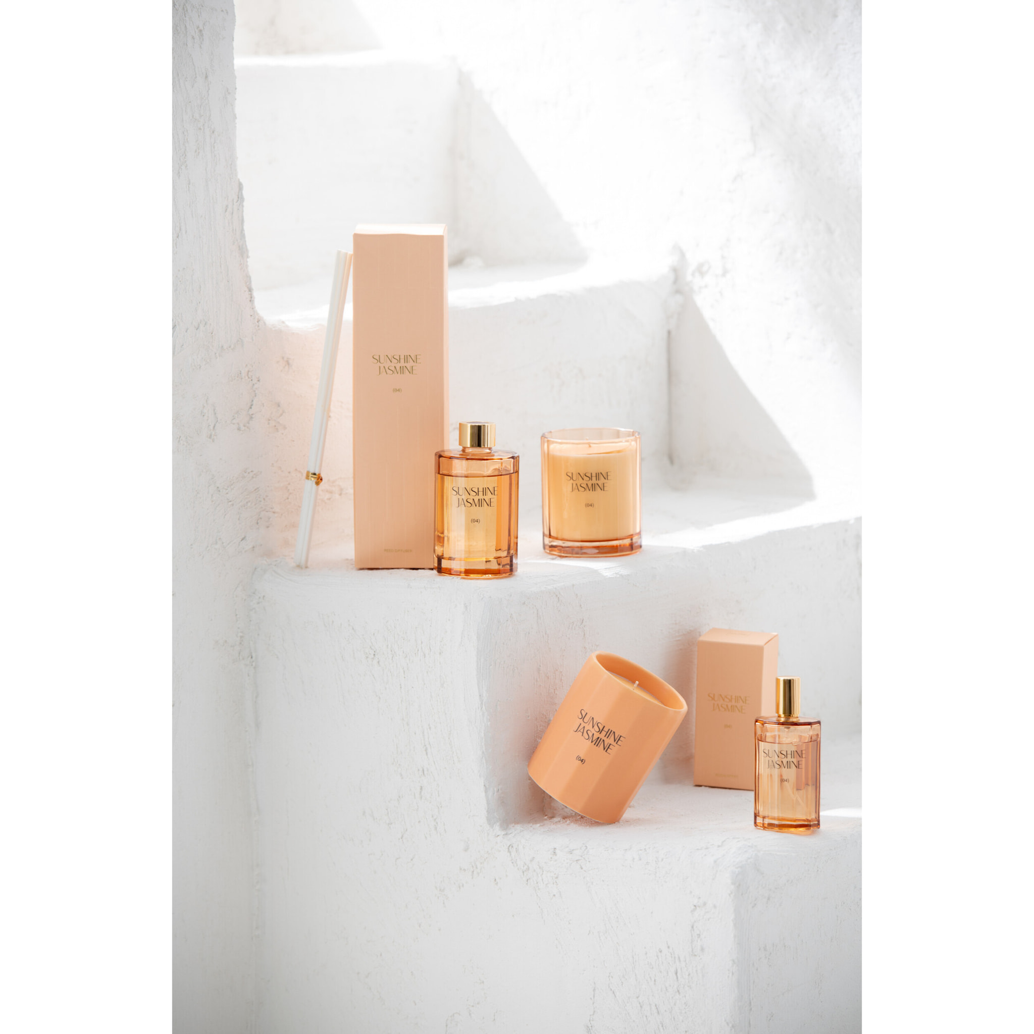 J-Line huile parfumée + bâtons Sunshine Jasmine - verre - orange