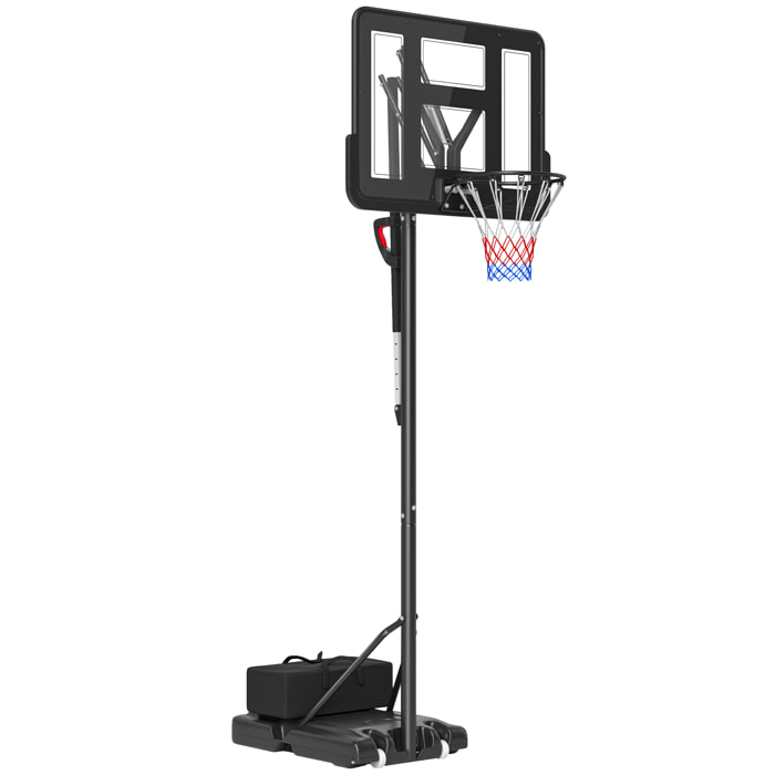 Canasta de Baloncesto de Exterior con Altura Ajustable 235-305 cm Aro de Baloncesto con Soporte Canasta de Baloncesto con Ruedas Base Rellenable Bolsa de Peso Negro