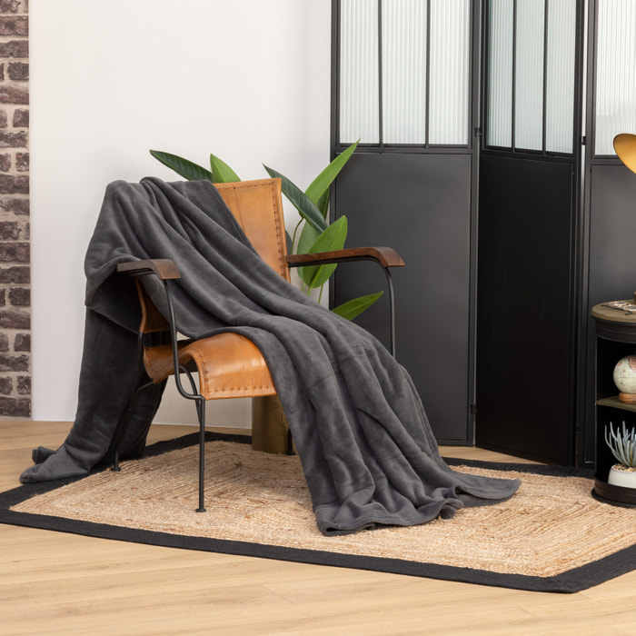 Plaid microfibre gris ardoise 180x230cm