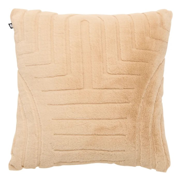 Coussin Arka carré 45x45cm effet fausse fourrure beige