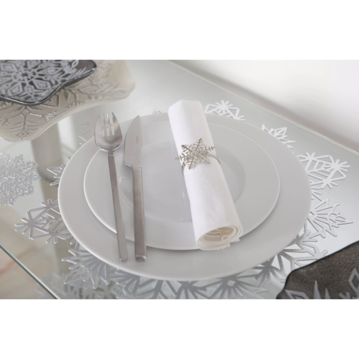 Lot de 6 Dessous d'assiette flocon argent