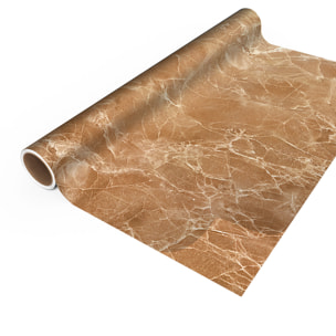 Revêtement sticker sol - MARBRE BRUN CAPPUCCINO - Rouleau adhésif Protection Anti-dérapant