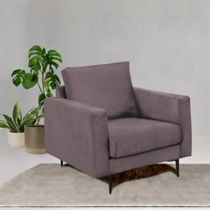 Fauteuil Caruso Velours Gris foncé - 1 Place