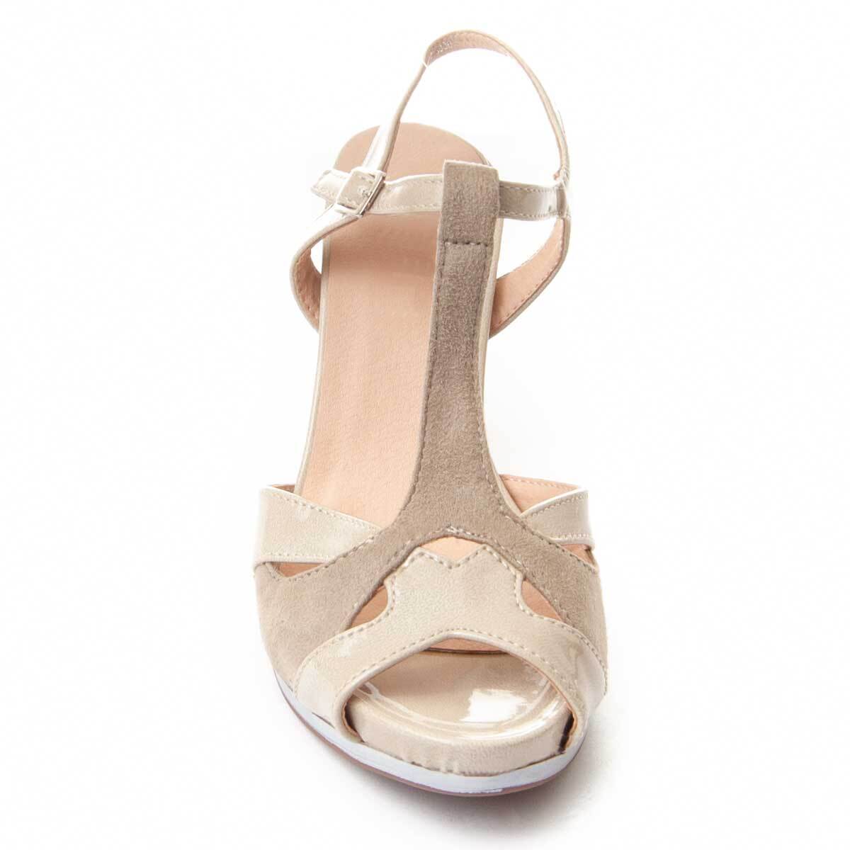 Zapato De Tacón - Beige - Altura: 7 Cm