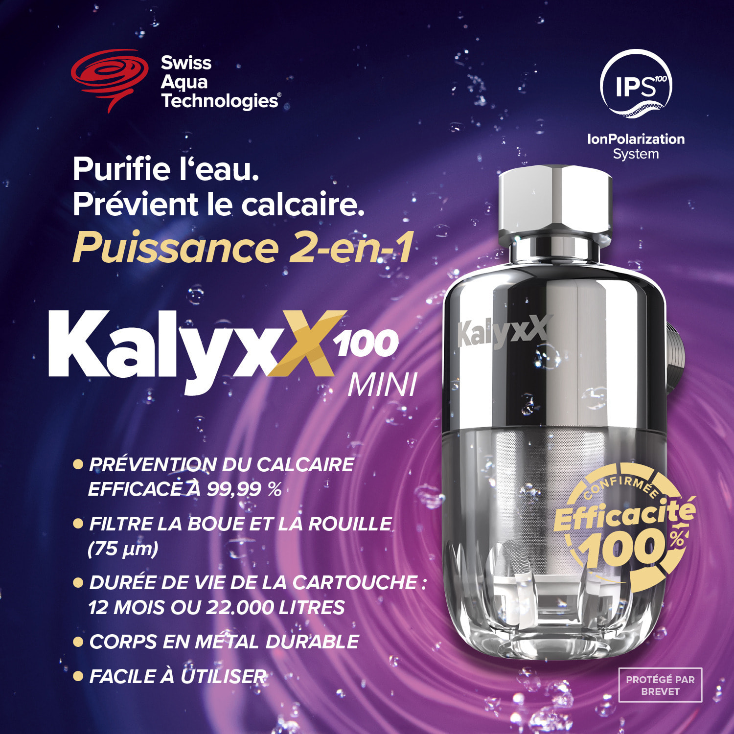 Adoucisseur d'eau Anticalcaire Antibacterien innovant IPS 100 Kalyxx MINI G 3/8" femelle (IPSKXMG38T)