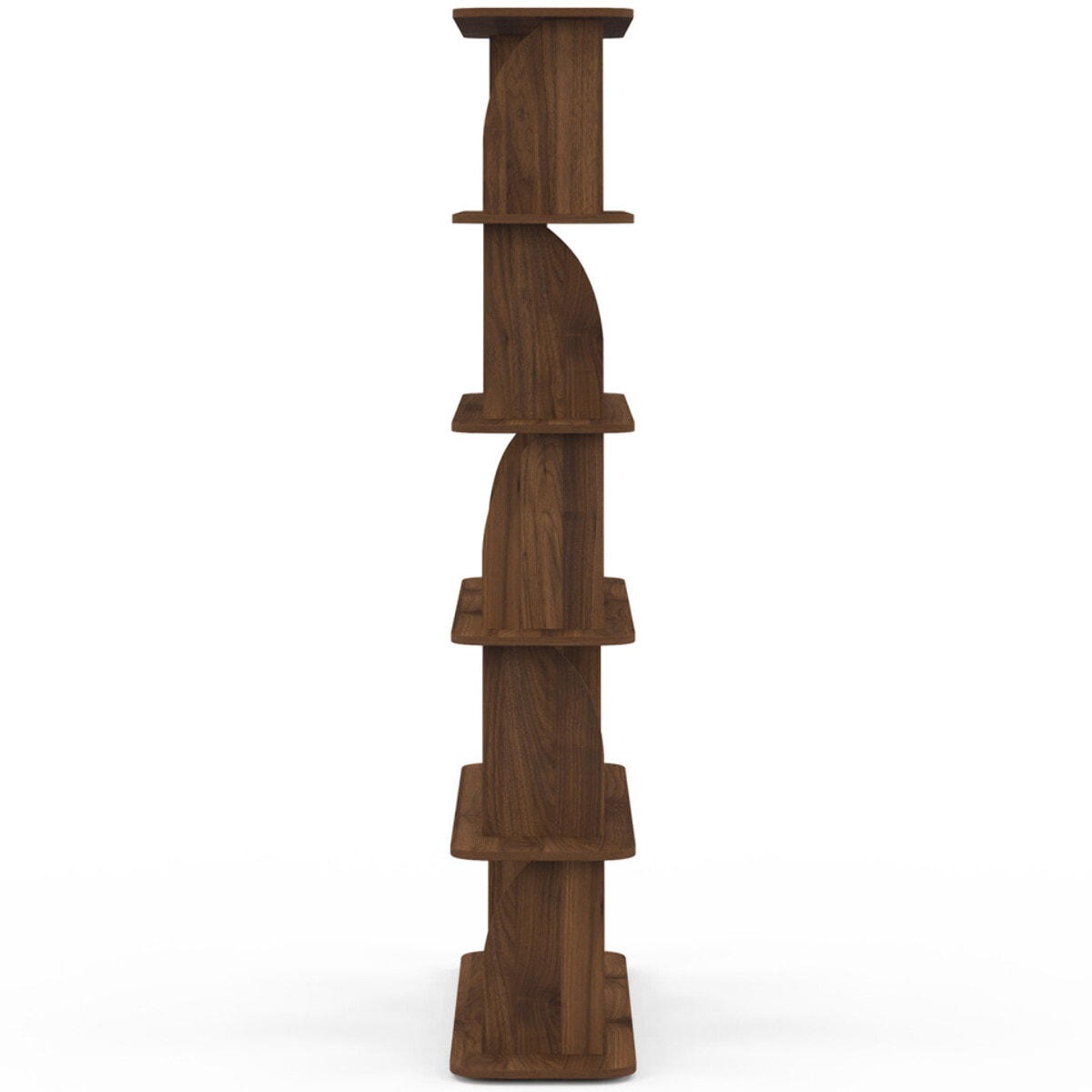 Etagère Japandi asymétrique 5 niveaux effet noyer