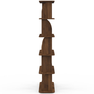 Etagère Japandi asymétrique 5 niveaux effet noyer