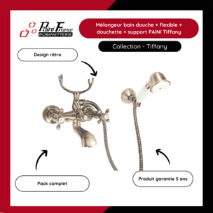 Mélangeur BAIN douche flexible + douchette + support  PAINI Tiffany Gris Acier