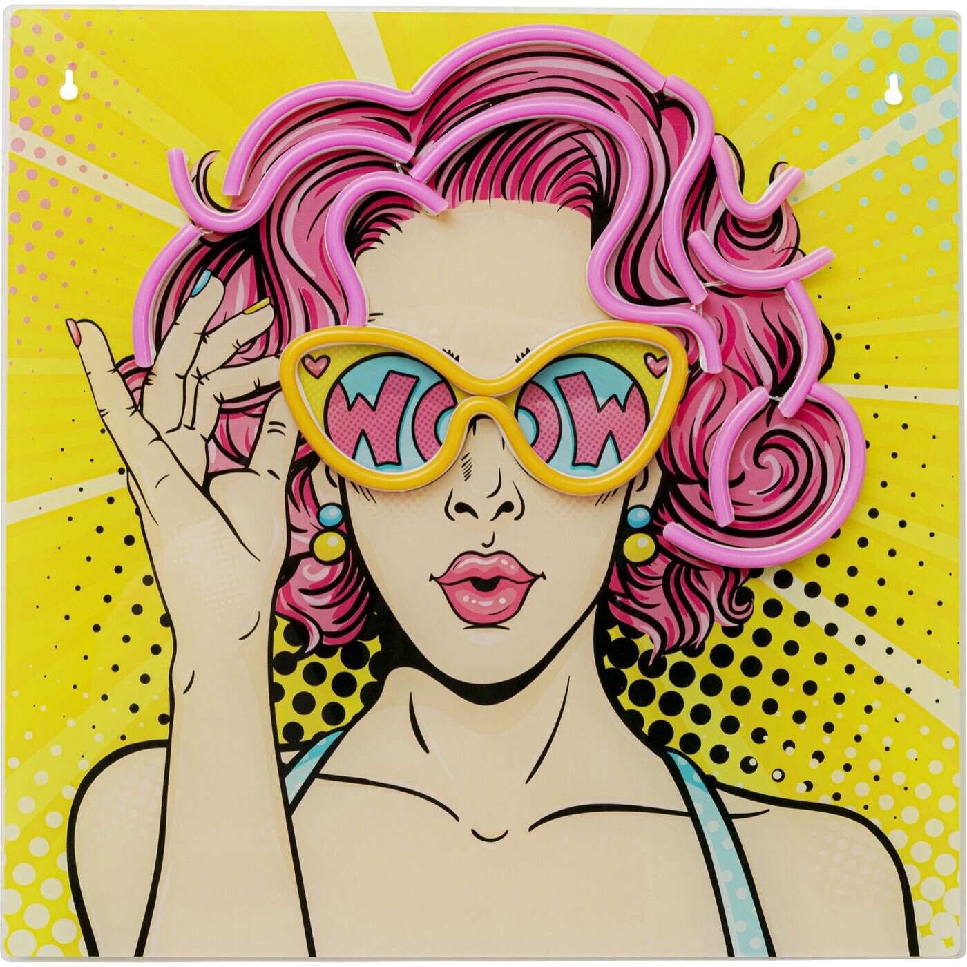 Tableau en verre LED femme BD 39x39cm Kare Design