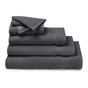 Serviette eponge pur coton 550 g/m² uni anthracite Elea carbone