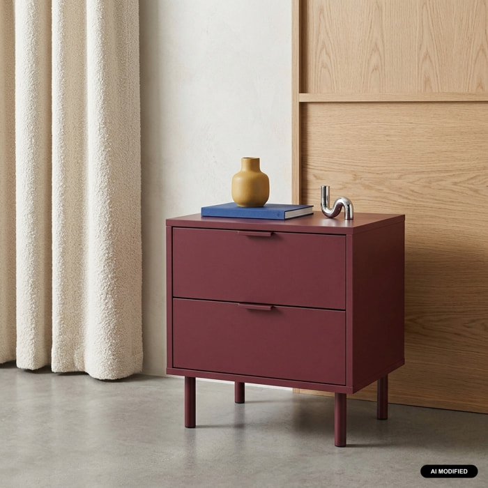Table de chevet décor bois et métal 2 tiroirs ELLIE