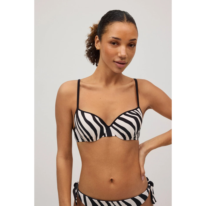 Top bikini con stampa animalier e dettaglio drappeggiato