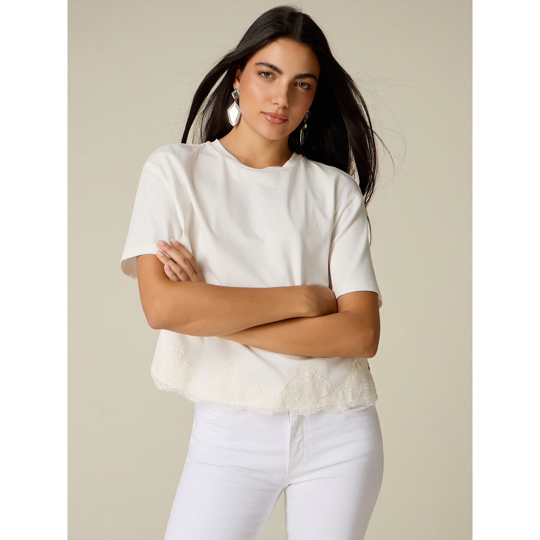 Oltre - T-shirt con inserto dietro - Bianco