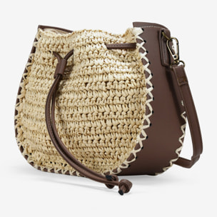 Bolso bandolera beige en rafia