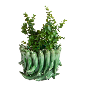 Vaso con peperoncini - Pezzi 1 - Verde - 25,5XH20,5X24,5cm - Bianchi Dino