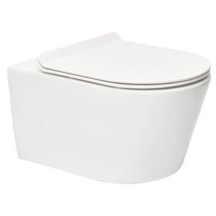 Pack WC sans bride Brevis, fixations invisibles + Abattant softclose slim + Bâti support Geberit UP100 + Plaque blanche