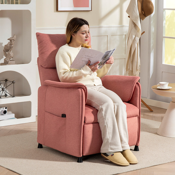 Sillón Relax Reclinable Eléctrico Sillón Reclinable Silencioso con Función Memoria Reposapiés Mando a Distancia Bolsillos Laterales Tela Apto para Mascotas para Dormitorio Salón Naranja