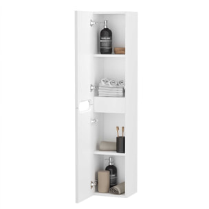 Colonne de salle de bain Blanc Neige Suspendu - Hauteur 120 cm - 2 Portes - LEON