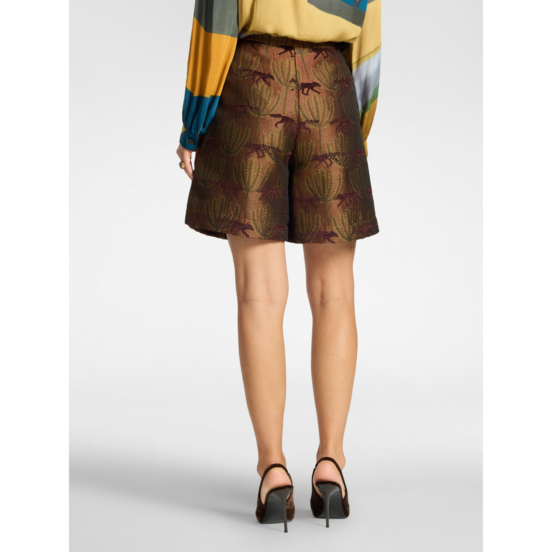 Elena Mirò - Bermuda sartoriali jacquard - Marrone