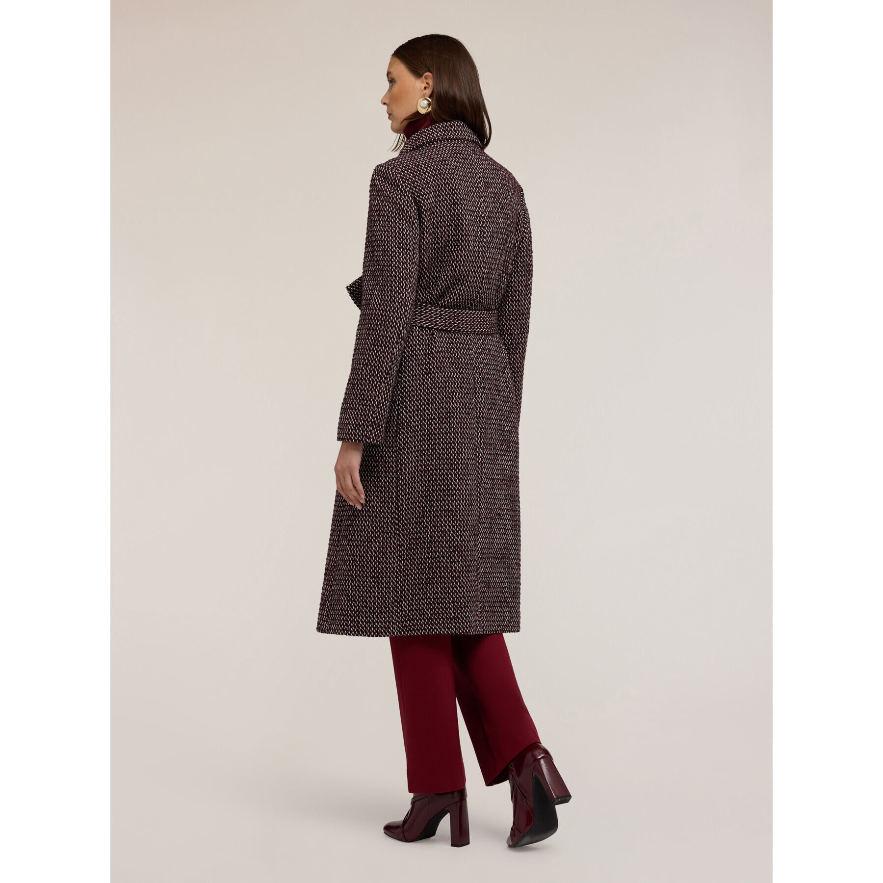 Motivi - Cappotto sartoriale con cintura - Bordeaux