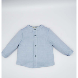 CAMISA CUELLO MAO OXFORD BOLSILLO AZUL