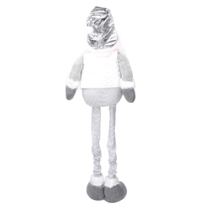 Babbo natale in tessuto bianco con gambe telescopiche grigio cm29x11h58/96