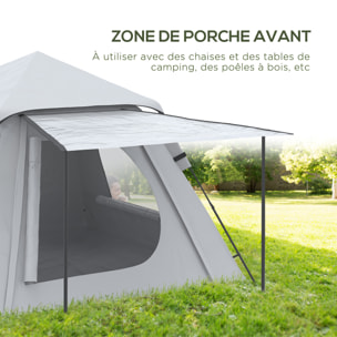 Tente de camping automatique pop up 2-3 pers. - porche, sac de transport - dim. 210L x 210l x 150H cm - gris clair