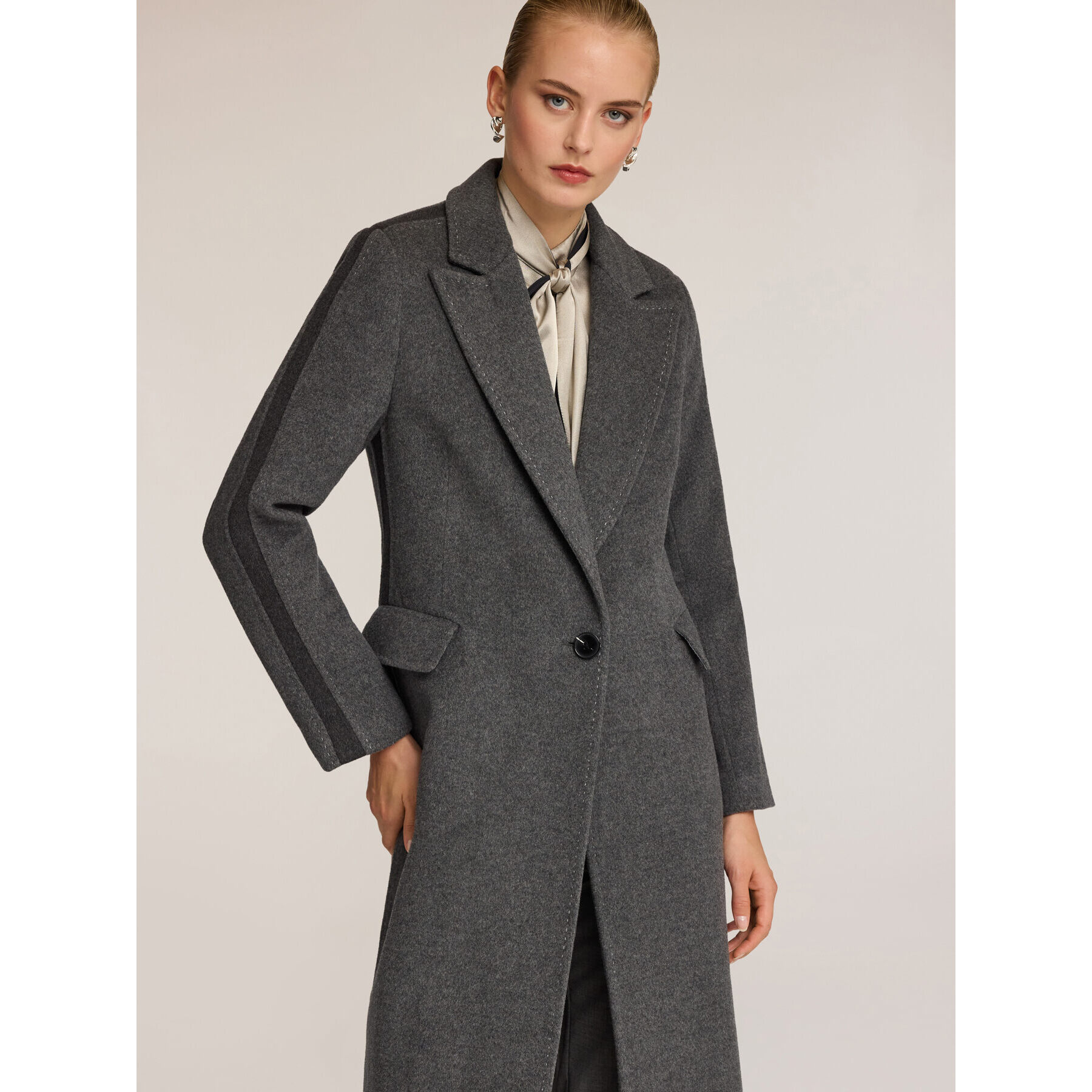 Motivi - Cappotto lungo in pura lana - Grigio