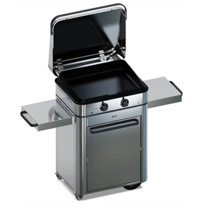 Plancha gaz ENO Enosign 65 inox 2 brûleurs sur chariot, 56x40 cm