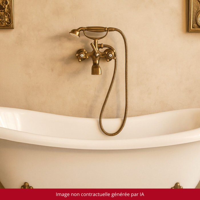 Mélangeur bain douche + flexible + douchette + support PAINI Tiffany Vieux Bronze