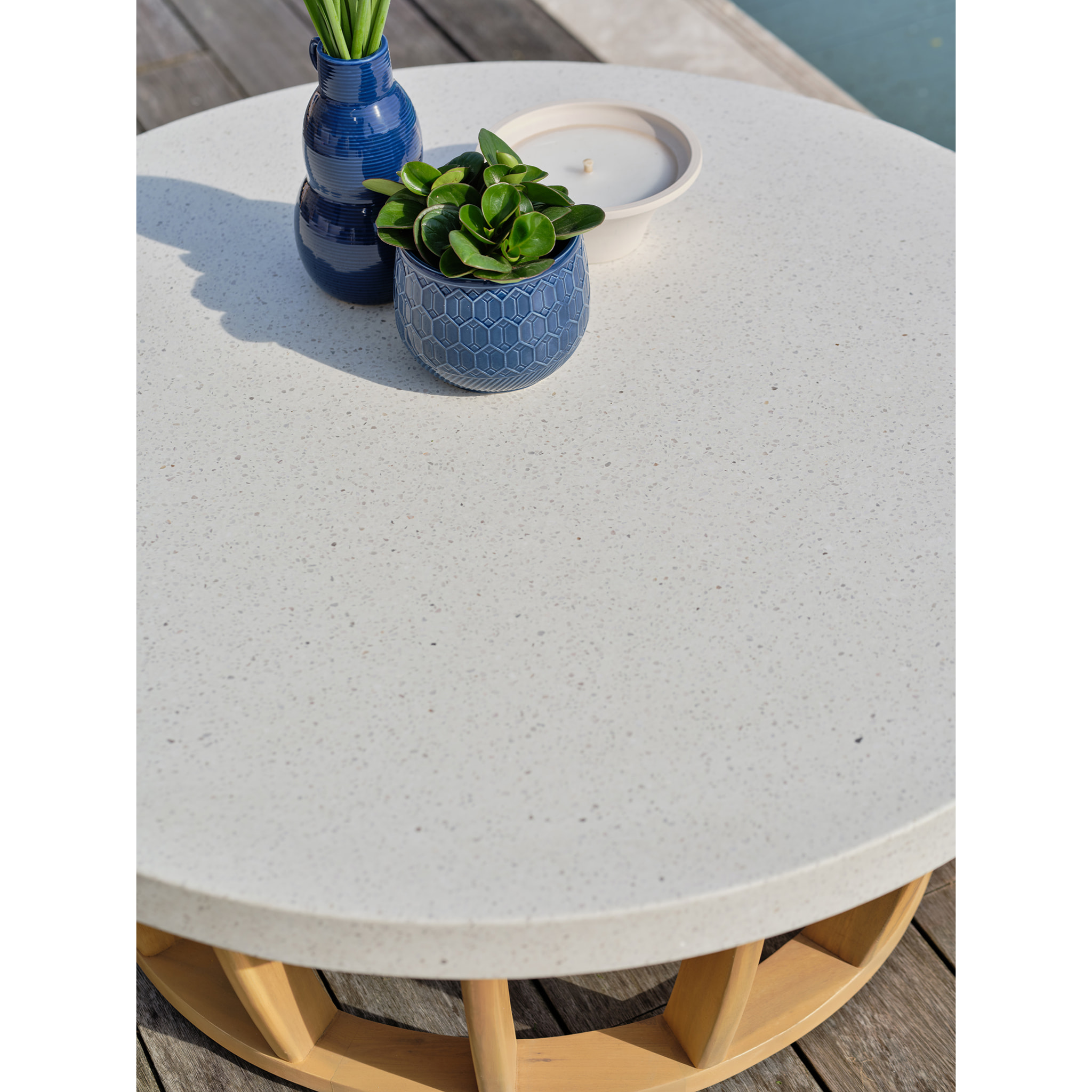 BOGOTA - Salon bas de jardin 5 places en bois d'acacia, plateau effet béton