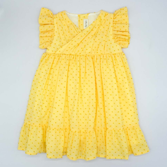 VESTIDO CUERPO FRUNCIDO PLUMETI AMARILLO