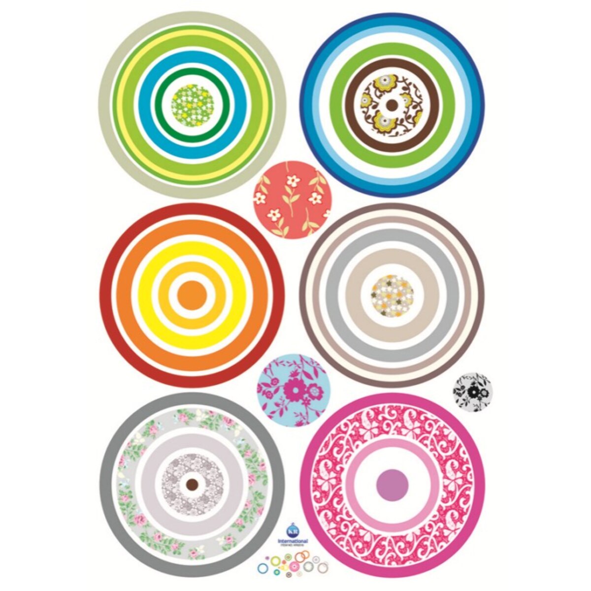 Stickers Muraux décoration adhésifs cercles design multicolores