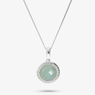 Collana in Argento 925 con Pendente Tondo in Spinello Nero e Cubic Zirconia