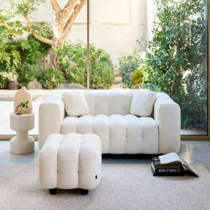 Pouf, repose-pieds pour canapé 2 places Leon bouclette texturée LEON