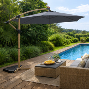Parasol déporté octogonal  300 cm gris FREY
