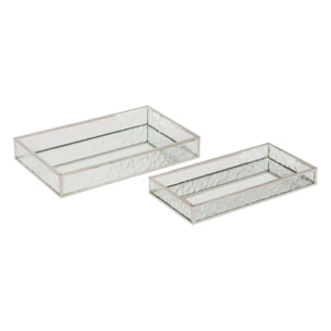 2 plateaux effet miroir "Ania" argent 28x17x4cm