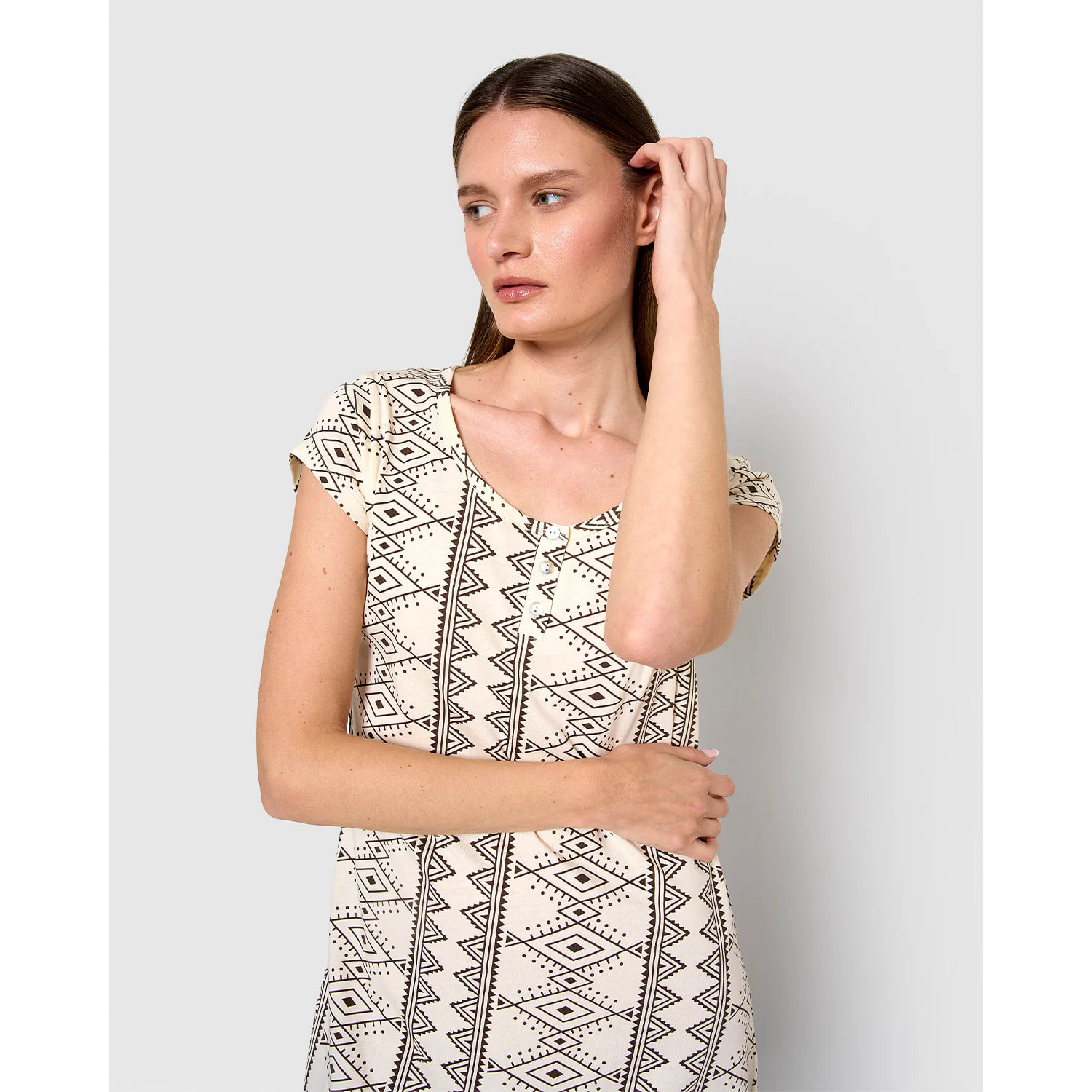 Camisón corto de algodón ripley marrón
