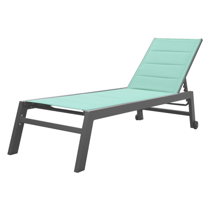 Bain de soleil BARBADOS en textilène vert d'eau - aluminium anthracite