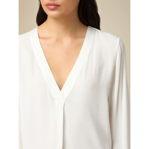 Oltre - Blusa in viscosa crêpe - Bianco