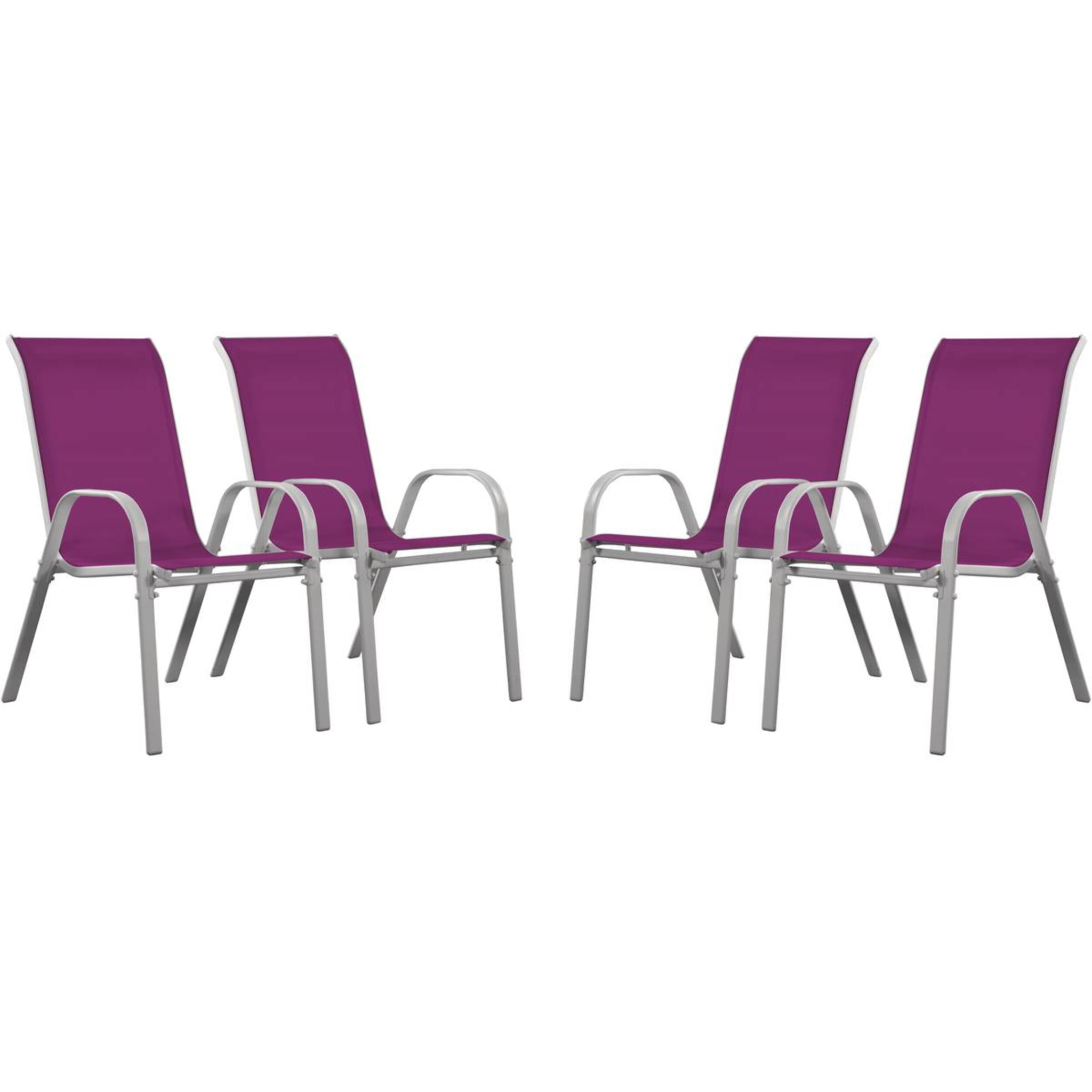 Fauteuil jardin Textilène "Cordoba" - Phoenix - Rose - Lot de 4