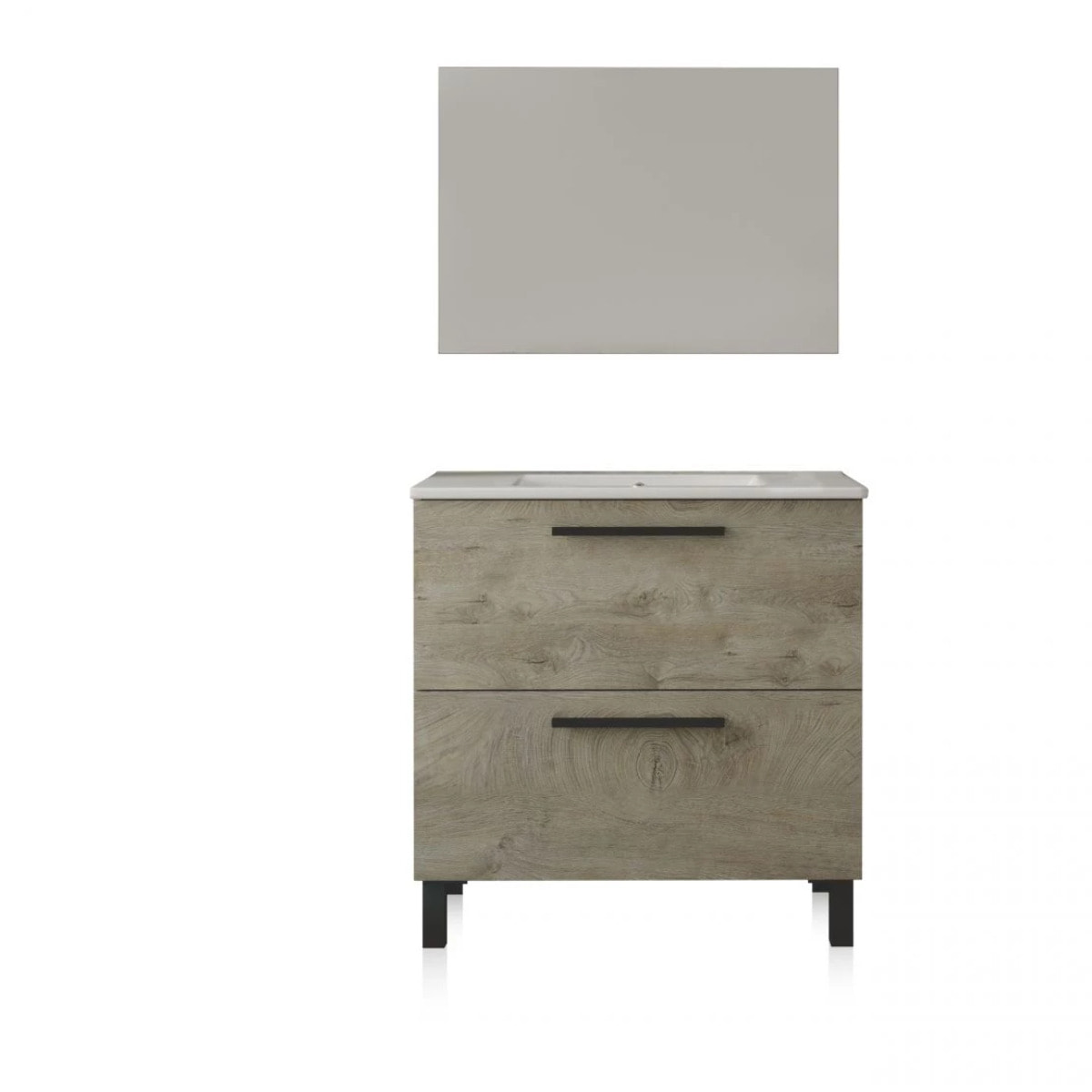 Pack de baño con lavabo cerámico Sense Roble Alaska