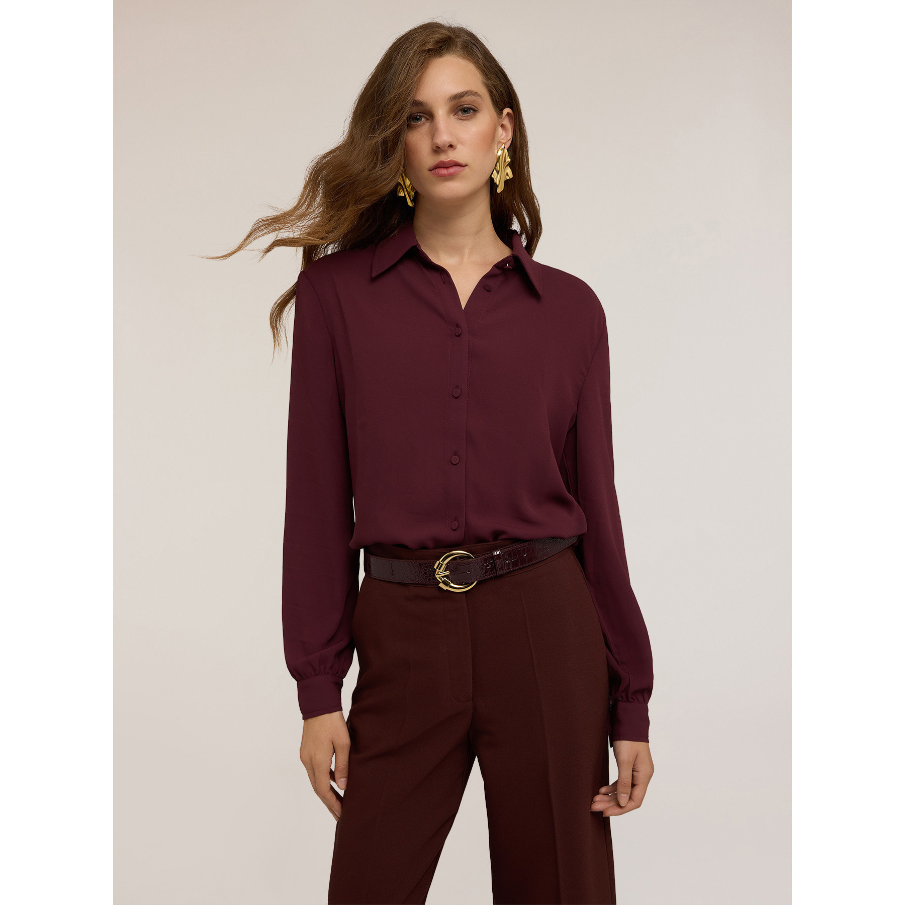 Motivi - Camisa de satén - Burgundy