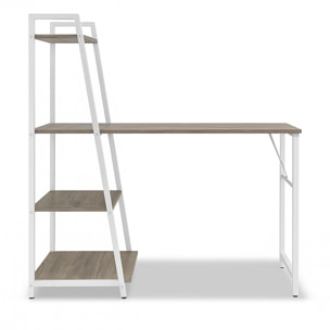 Bimyo - Scrivania pieghevole con libreria salvaspazio 50x41xH128 cm in stile industrial oak